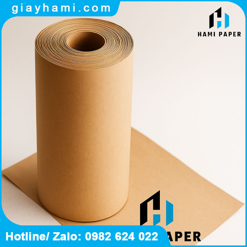 Cuộn giấy Kraft nâu HAMI dùng sản xuất bao bì
