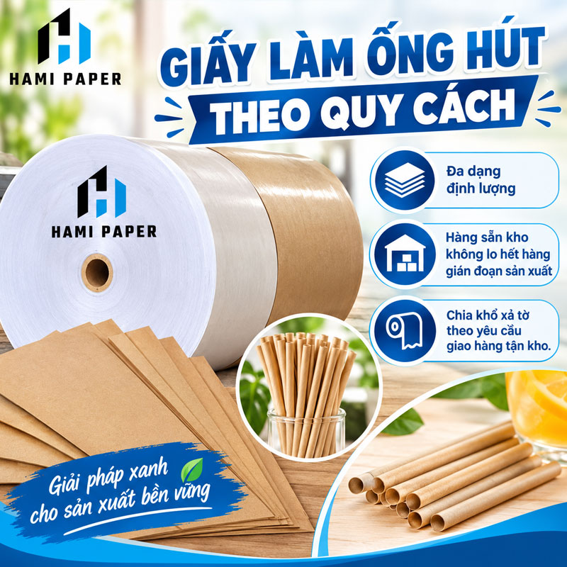 Giấy MG làm ống hút được chia cuộn theo quy cách